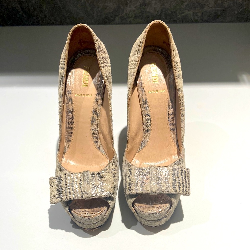 Fendi Deco peep toe heels
